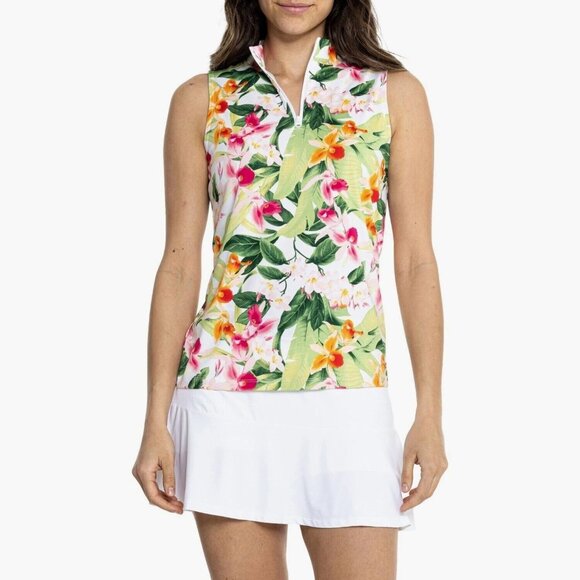 Tommy Bahama Tops - Tommy Bahama Active Quarter Zip Mock Neck Tropical Tank Top size Large